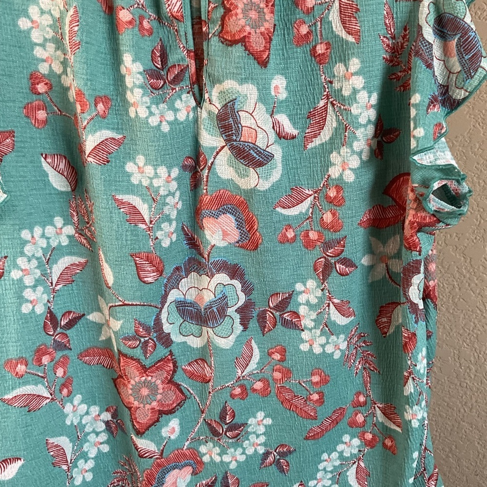 Melloday Womens High Neck Floral‎ Flowy Blouse Size Small - Picture 3 of 6